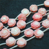 Pink Coral Flower Carving Loose Beads 13mm for Bracelets