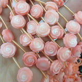 Pink Coral Flower Carving Loose Beads 13mm for Bracelets