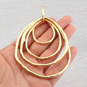Antique Hammered 4 Rings Circle Charms Necklace Jewelry Making 102x70mm