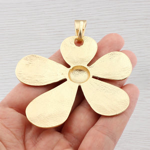 Antique Hammered Flower Charms Pendants for DIY Necklace Making