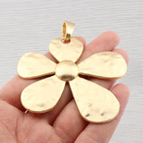 Antique Hammered Flower Charms Pendants for DIY Necklace Making