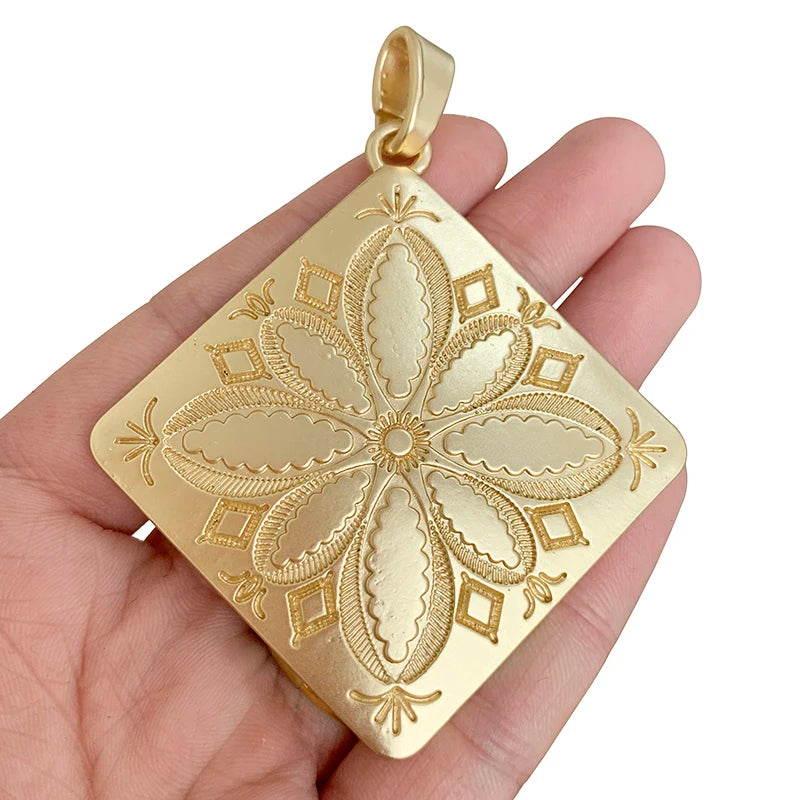 Large Boho Flower Square Charms Pendants for Jewelry Making