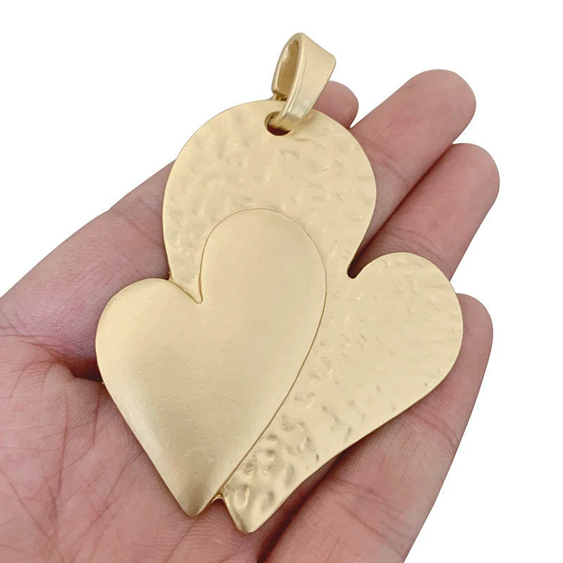 Large Double Hearts Matt Charms Pendants for Necklace Making 78x54mm