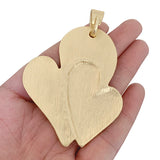 Large Double Hearts Matt Charms Pendants for Necklace Making 78x54mm