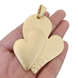 Large Double Hearts Matt Charms Pendants for Necklace Making 78x54mm