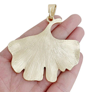 Large Ginkgo Biloba Leaf Charm Pendant for Necklace Making