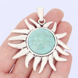 Large Sunflower Flower Antique Charms Pendant for Jewelry Making