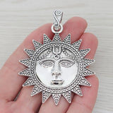 Large Sunflower Flower Antique Charms Pendant for Jewelry Making