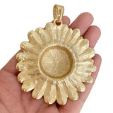 Large Sunflower Flower Antique Charms Pendant for Jewelry Making
