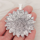 Large Sunflower Flower Antique Charms Pendant for Jewelry Making