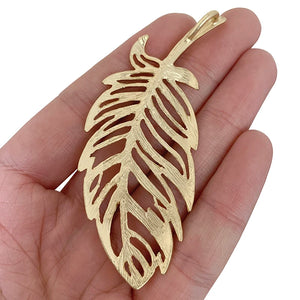 Feather Leaf Charms Pendants for DIY Necklace Making 79x33mm