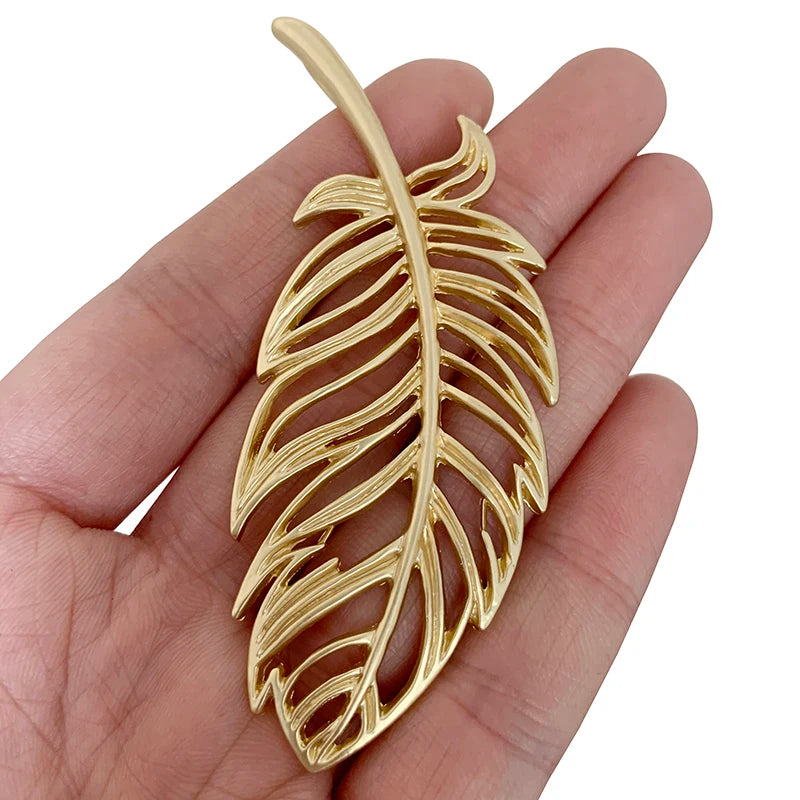 Feather Leaf Charms Pendants for DIY Necklace Making 79x33mm
