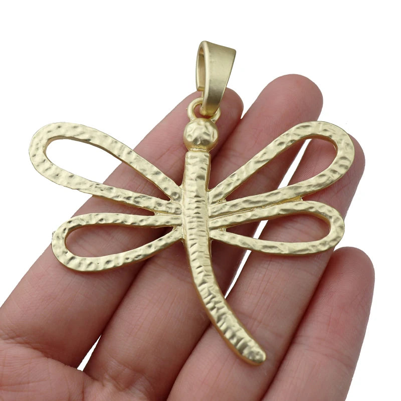 Large Hollow Filigree Dragonfly Charms Pendants for Necklace Making 68x66mm