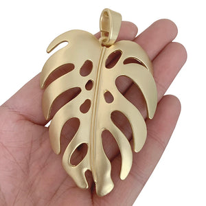 Large Monstera Leaf Charms Tropical Palm Leaves Pendant for Necklace 80x53mm