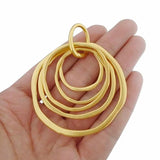 Matte 5 Circles Large Round Necklace Charms Pendants for DIY Jewelry Making