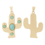 Matte Large Cactus & Faux Stone Charms Pendant for Jewelry Making