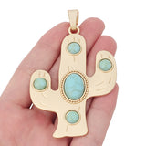 Matte Large Cactus & Faux Stone Charms Pendant for Jewelry Making