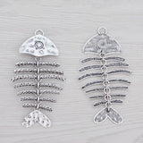Tibetan Silver Large Fish Bone Charms Pendants for Jewelry Making
