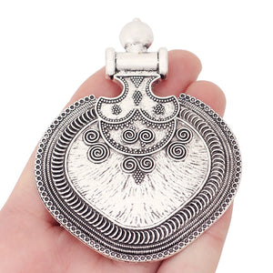 Tibetan Silver Large Tribal Bohemia Boho Oval Charms Pendants 89x69mm