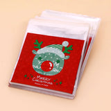 100pcs Red Christmas Elk Wedding Cookie Packaging Self-Adhesive Bags