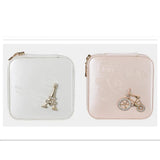 Travel Jewelry Organizer Case Leather Storage Box with Mirror