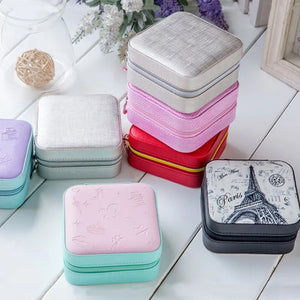 Travel Jewelry Organizer Case Leather Storage Box with Mirror