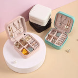 Mini Portable Jewelry Organizer Travel Case Box Zipper Storage Earring Holder