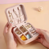 Mini Portable Jewelry Organizer Travel Case Box Zipper Storage Earring Holder