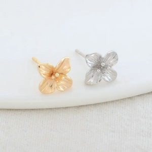 10*10.5MM 14K Plated Brass Flowers Stud Earrings DIY Jewelry Making
