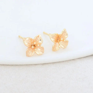 10*10.5MM 14K Plated Brass Flowers Stud Earrings DIY Jewelry Making