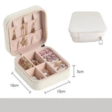 Jewelry Storage Box PU Leather Organizer Zipper Case Travel Makeup Bag