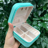 Jewelry Storage Box PU Leather Organizer Zipper Case Travel Makeup Bag