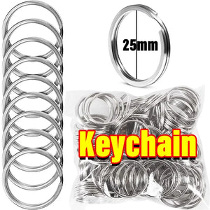 Polished Silver Keyring Stainless Steel Key Chain Rhodium Plated Split Keych