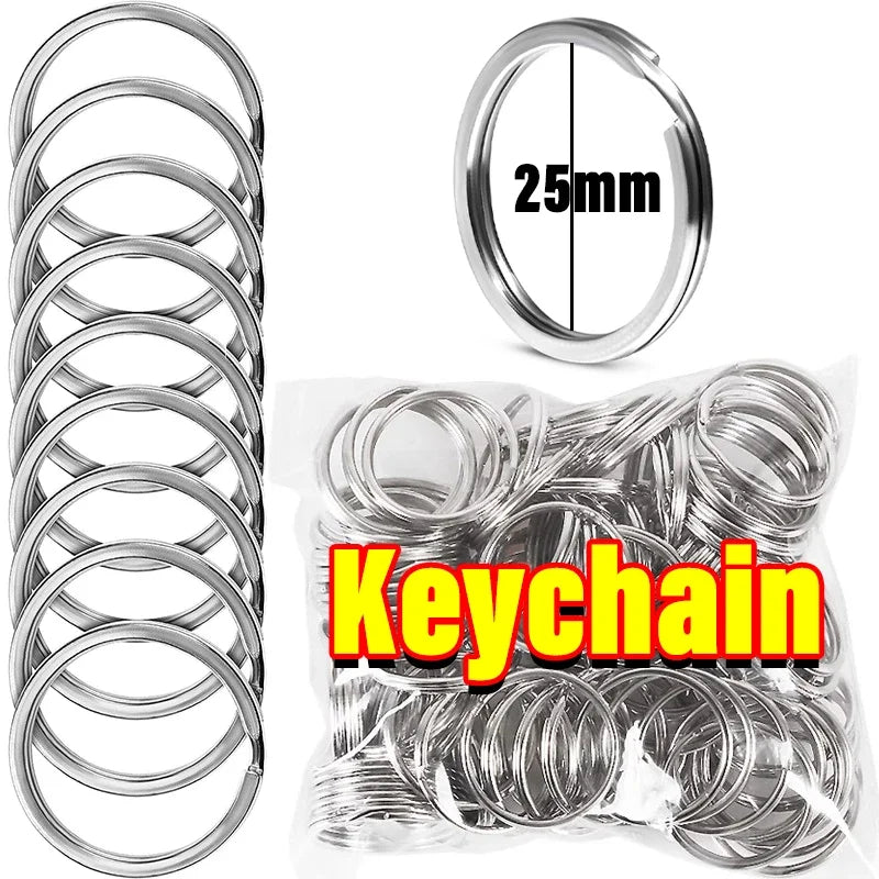Polished Silver Keyring Stainless Steel Key Chain Rhodium Plated Split Keych