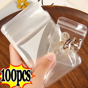 10/100pcs Thicken PVC Jewelry Bags Transparent Display Storage Pouches
