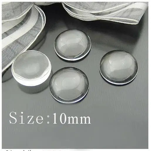 200 Clear Round Domed Magnifying Glass Cabs 10mm DIY