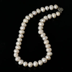 10-11MM Short Freshwater Pearl Necklace, Full & Glossy, Natural Textured Shapes