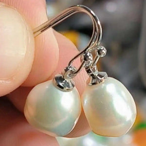 10-11MM Baroque Pearl Dangle Earrings 14K Classic Wedding Jewelry