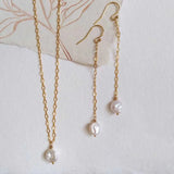 10-11MM Natural Freshwater Baroque Pearl Pendant Earring Set