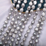 10-11mm Natural Baroque Freshwater Pearl Beads Gray DIY Earring Necklace