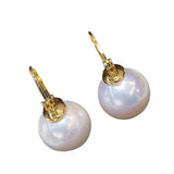 18K Wrapped Round Freshwater Pearl Earrings for Men & Women