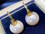 18K Wrapped Round Freshwater Pearl Earrings for Men & Women
