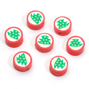 Polymer Clay Beads Christmas Socks Sugar Cane 20/50/100pcs for Jewelry Making
