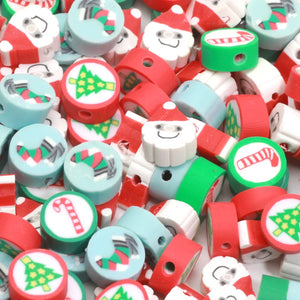 Polymer Clay Beads Christmas Socks Sugar Cane 20/50/100pcs for Jewelry Making