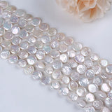 10-11mm Natural Freshwater Coin Shape Pearl Strand