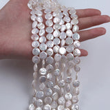 10-11mm Natural Freshwater Coin Shape Pearl Strand