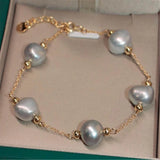Gray Baroque Pearl Bracelet 18k Buckle 7.5 in