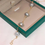 Gray Baroque Pearl Bracelet 18k Buckle 7.5 in