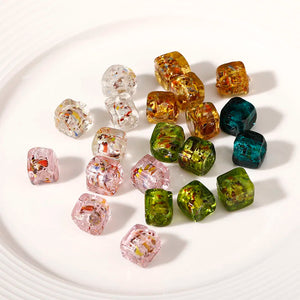 10-11mm Square Lampwork Glass Bead DIY Loose Bead Jewelry Making