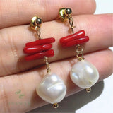 10-11mm Natural Baroque Freshwater Pearl Earrings Women Classic Party Cultured